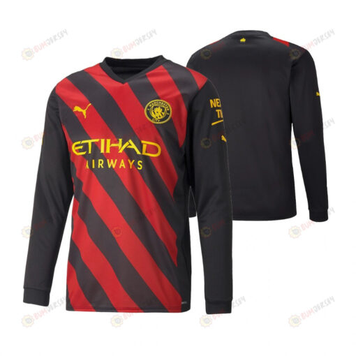 Manchester City 2022-23 Away Long Sleeve Jersey - Black Jersey