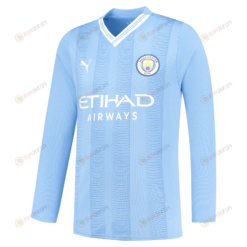 Manchester City 2023/24 Home Long Sleeve Jersey- Sky Blue