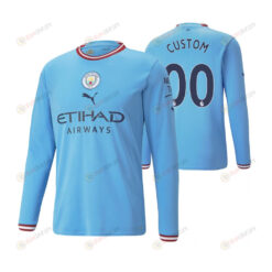 Manchester City Custom 2022-23 Home Long Sleeve Jersey - Blue