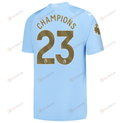 Manchester City Home Jersey 2023/24 With 22/23 CHAMPIONS Printing - Light Blue