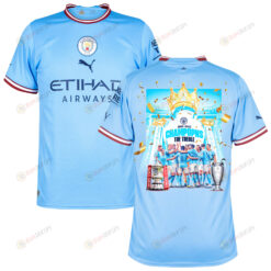 Manchester City Legacy Of The Treble Champions 2022-23 Home Jersey- Blue
