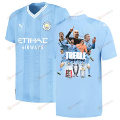 Manchester City The Treble Champions 2023-24 Home Jersey- Blue