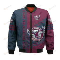 Manly Warringah Sea Eagles Bomber Jacket 3D Printed Logo Pattern In Team Colours