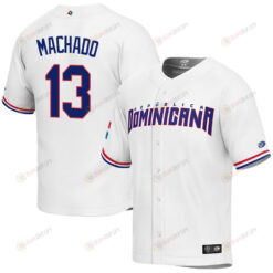 Manny Machado 13 Dominican Republic Baseball 2023 World Baseball Classic Jersey - White