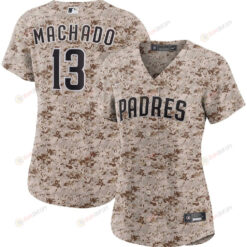 Manny Machado 13 San Diego Padres USMC Alternate Women Jersey - Camo