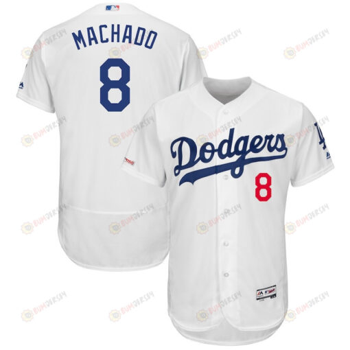 Manny Machado 8 Los Angeles Dodgers Majestic Home Collection Flex Base Player Elite Jersey - White