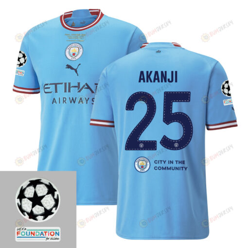 Manuel Akanji 25 Manchester City UEFA 2023 Final Match Details Patch Badge - Home Jersey