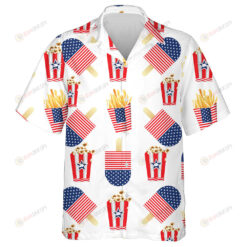 Many Fastfood For Independence Day With Popcorn Ice Cream French Fries Hawaiian Shirt
