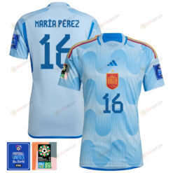 Mar?a P?rez 16 Spain 1 Star FIFA Patch Women's National Team 2023-24 World Cup Away WOMEN Jersey