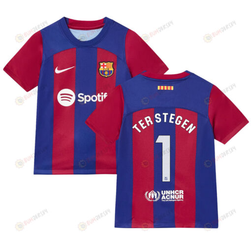 Marc-Andr? ter Stegen 1 Barcelona 2023/24 Home Youth Jersey - Blue/Scarlet