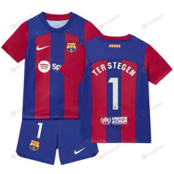 Marc-Andr? ter Stegen 1 Barcelona Home Kit 2023-24 Youth Jersey - Blue/Scarlet