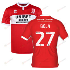 Marc Bola 27 Middlesbrough 2022-23 Home Jersey - Red/White