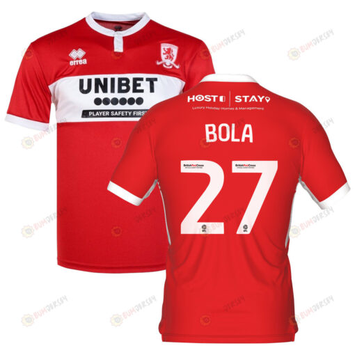 Marc Bola 27 Middlesbrough 2022-23 Home Jersey - Red/White