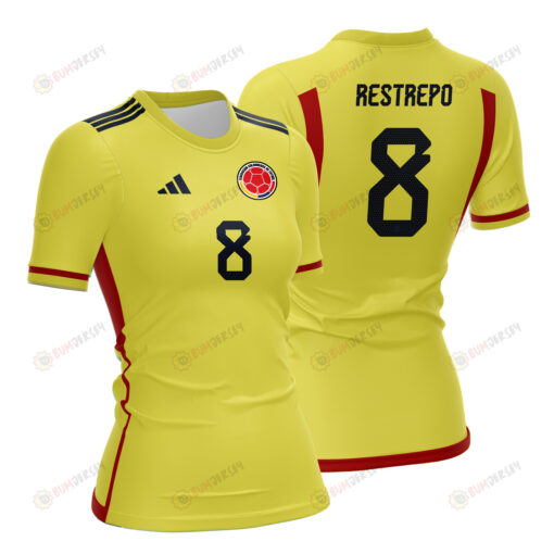 Marcela Restrepo 8 Colombia 2023 Women Home Jersey - Yellow - All Over Printed Jersey