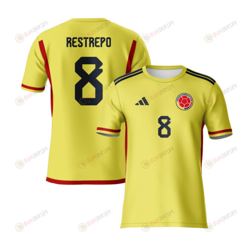 Marcela Restrepo 8 Colombia 2023 Youth Home Jersey - Yellow - All Over Printed Jersey