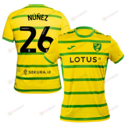 Marcelino N??ez 26 Norwich City 2023/24 Home Men Jersey - Yellow