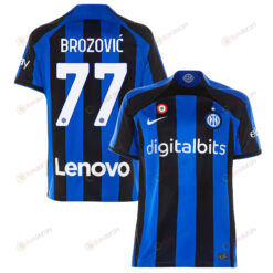 Marcelo Brozovi? 77 Inter Milan 2022/23 Home Men Jersey - Black/Blue Stripes