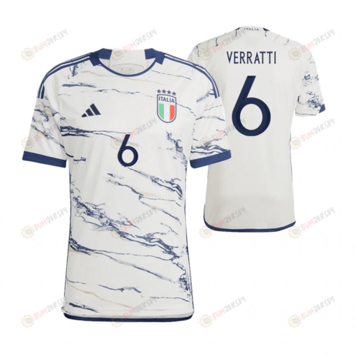 Marco Verratti 6 Italy National Team 2023-24 Away Men Jersey - White