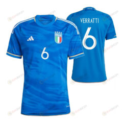 Marco Verratti 6 Italy National Team 2023-24 Home Men Jersey - Blue