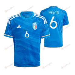 Marco Verratti 6 Italy National Team 2023/24 Home Youth Jersey - Blue