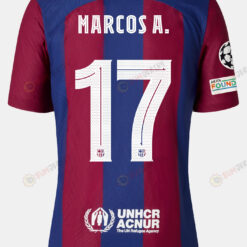 Marcos Alonso Mendoza 17 Barcelona 2023/24 With UCL Badge Home Women Jersey