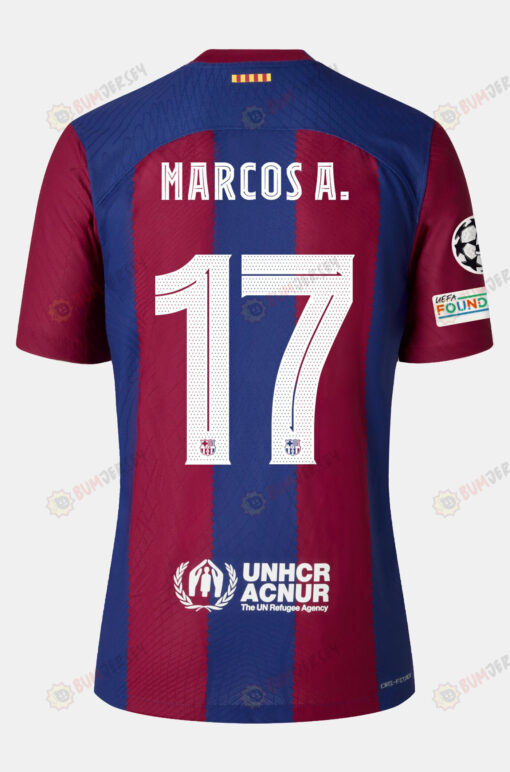 Marcos Alonso Mendoza 17 Barcelona 2023/24 With UCL Badge Home Women Jersey