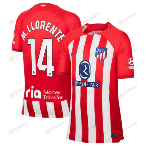 Marcos Llorente 14 Atletico de Madrid 2023/24 Home Stadium YOUTH Jersey - Red