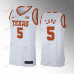 Marcus Carr 5 Texas Longhorns White Jersey 2022-23 Limited Basketball
