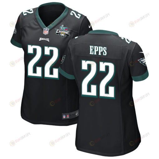 Marcus Epps 22 Philadelphia Eagles Super Bowl LVII Champions 2 Stars WoMen's Jersey - Black