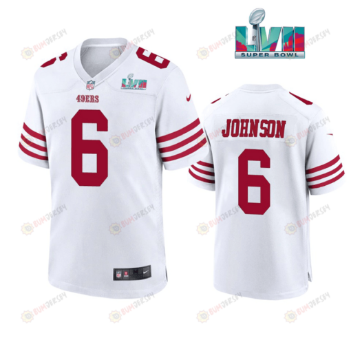 Marcus Johnson 6 San Francisco 49Ers Super Bowl LVII White Men's Jersey