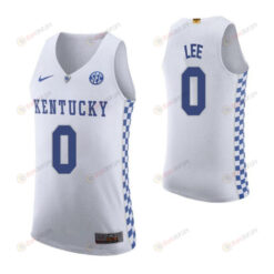 Marcus Lee 0 Kentucky Wildcats Elite Basketball Road Men Jersey - White