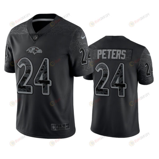 Marcus Peters 24 Baltimore Ravens Black Reflective Limited Jersey - Men