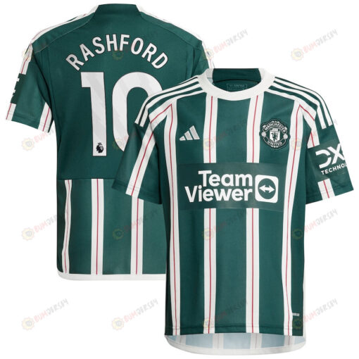 Marcus Rashford 10 Manchester United 2023/24 Away Youth Jersey - Green