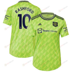 Marcus Rashford 10 Manchester United Women's 2022/23 Third Player Jersey - Neon Green