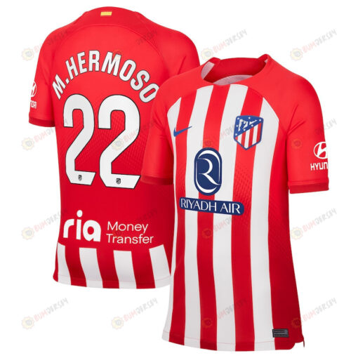 Mario Hermoso 22 Atletico de Madrid 2023/24 Home Stadium YOUTH Jersey - Red