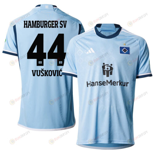 Mario Vu?kovi? 44 Hamburger SV 2023-24 Away Men Jersey - Sky Blue
