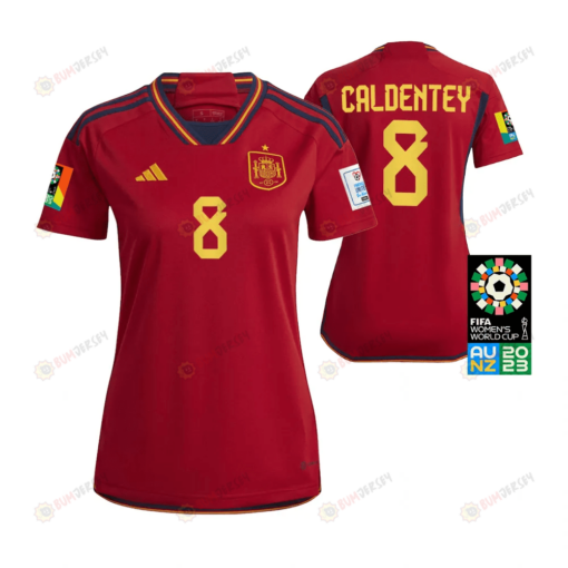 Mariona Caldentey 8 Spain 2023 Women's World Cup FIFA Patch Home Jersey - Women