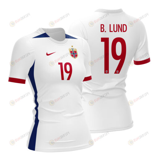 Marit Bratberg Lund 19 Norway 2023 Women Away Jersey - White - All Over Printed Jersey