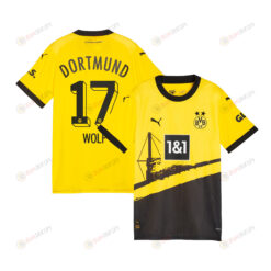 Marius Wolf 17 Borussia Dortmund 2023/24 Home YOUTH Jersey - Black/Yellow