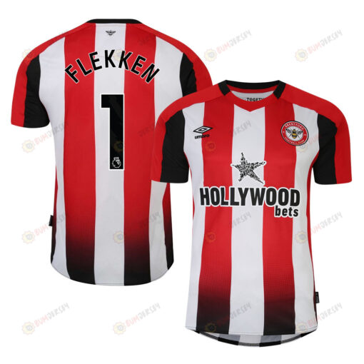Mark Flekken 1 Brentford FC 2023-24 Premier League Home Men Jersey - Red