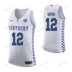 Mark Krebs 12 Kentucky Wildcats Elite Basketball Road Men Jersey - White