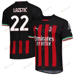 Marko Lazeti? 22 AC Milan 2022/23 Home Men Jersey - Black/Red