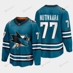 Markus Nutivaara 77 San Jose Sharks 2022-23 Home The Evolve Teal Jersey