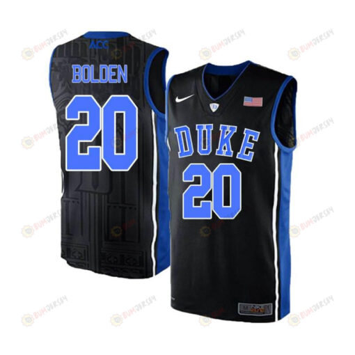 Marques Bolden 20 Duke Blue Devils Elite Basketball Men Jersey - Black Blue