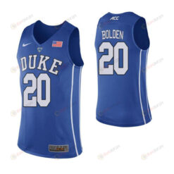 Marques Bolden 20 Duke Blue Devils Elite Basketball Men Jersey - Blue