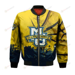 Marquette Golden Eagles Bomber Jacket 3D Printed Basketball Net Grunge Pattern