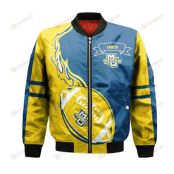 Marquette Golden Eagles Bomber Jacket 3D Printed Flame Ball Pattern