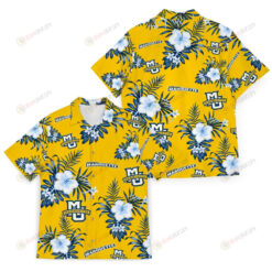 Marquette Golden Eagles Logo Tropical Hibiscus Pattern Yellow 3D Hawaiian Shirt SH1