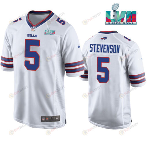 Marquez Stevenson 5 Buffalo Bills Super Bowl LVII Away Player Men Jersey - White Jersey
