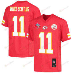 Marquez Valdes-Scantling 11 Kansas City Chiefs Super Bowl LVII Champions 3 Stars Youth Jersey - Red